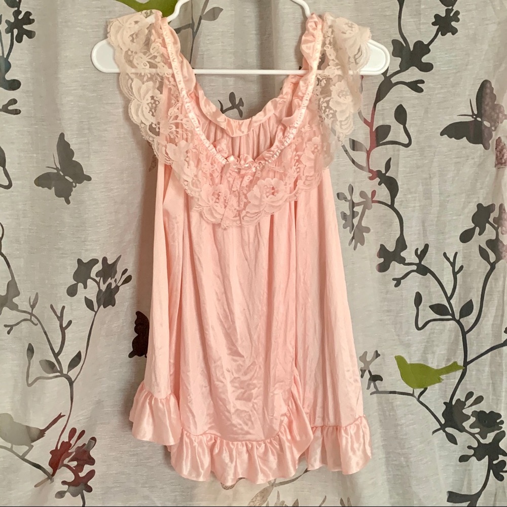 VINTAGE Satin Lace Lingerie Sleeping Two Piece Set